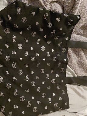 PINK Victoria's Secret Black Logo Pattern Tote